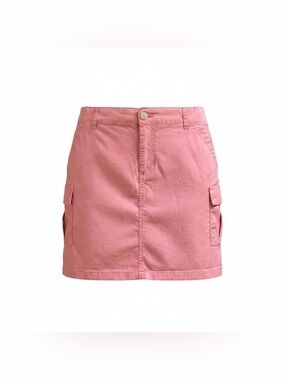 Lee Mid Rise Skort Coral Pink Women's 12 Elastic Waist Flat Front Pockets Resort